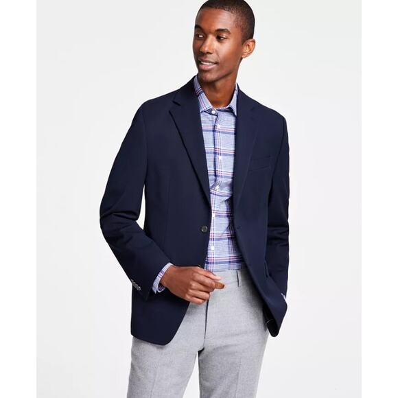 Michael Kors Men's Navy Stretch Solid Classic-Fit Casual Suit Blazer Size 48R - Picture 1 of 4